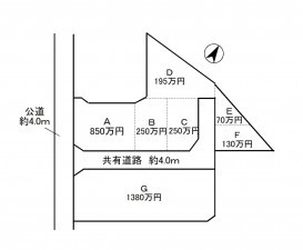 豊田市四郷町、土地の間取り画像です