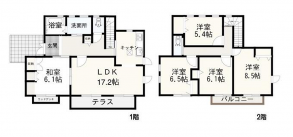 豊田市新町、中古一戸建ての間取り画像です