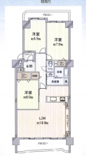 豊田市下市場町、マンションの間取り画像です