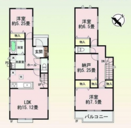 豊田市竹元町、新築一戸建ての間取り画像です