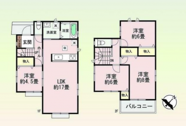 豊田市竹元町、新築一戸建ての間取り画像です