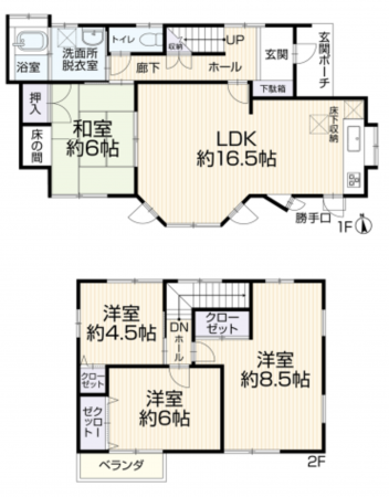 豊田市平山町、中古一戸建ての間取り画像です