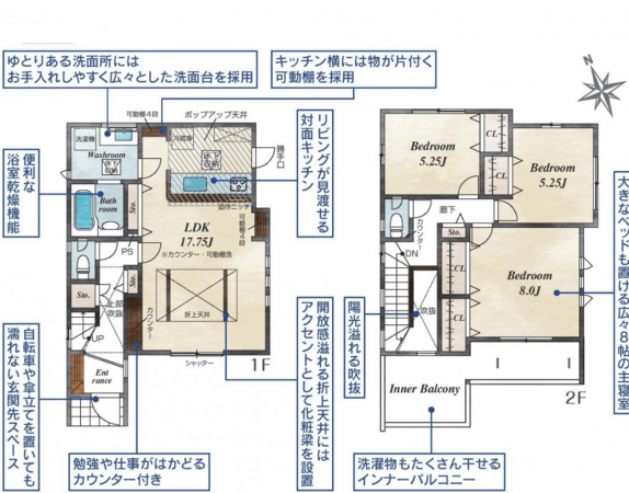 豊田市水源町、新築一戸建ての間取り画像です