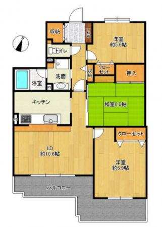 豊田市梅坪町、マンションの間取り画像です