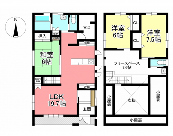 豊田市京町、中古一戸建ての間取り画像です