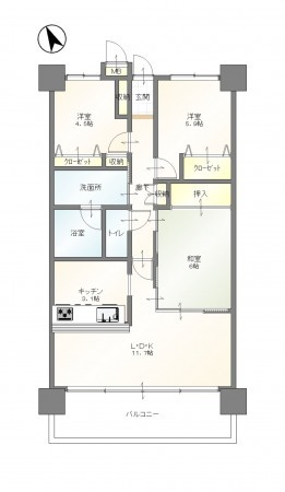 豊田市寿町、マンションの間取り画像です