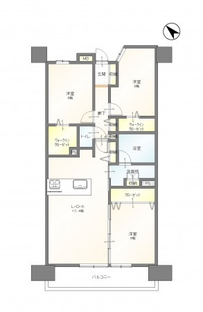 豊田市山之手、マンションの間取り画像です