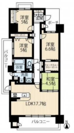豊田市十塚町、マンションの間取り画像です