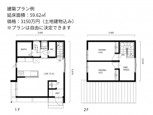 豊田市東広瀬町、土地の建築プラン例画像です