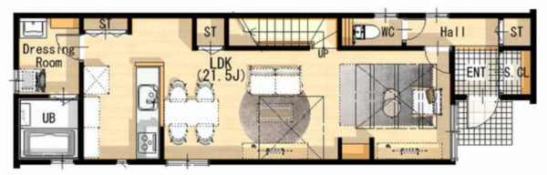 豊田市朝日町、新築一戸建ての間取り画像です