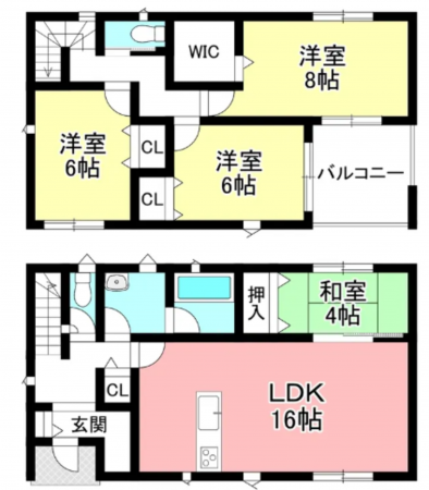 豊田市井上町、新築一戸建ての間取り画像です