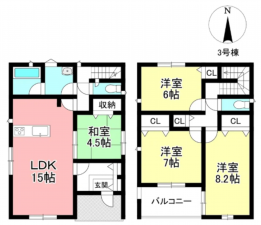 豊田市井上町、新築一戸建ての間取り画像です