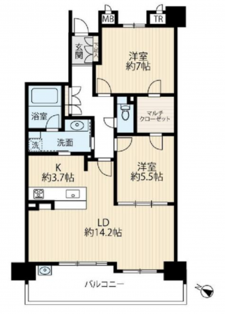 豊田市丸山町、マンションの間取り画像です