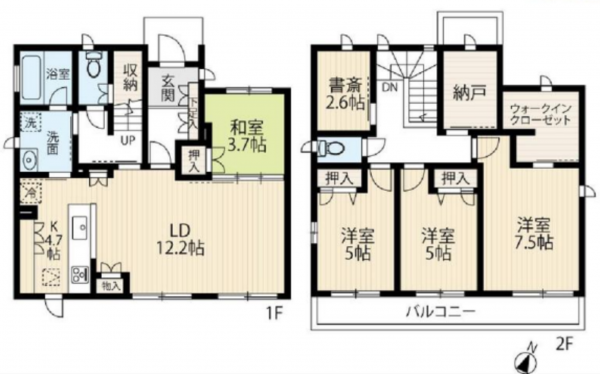 豊田市若林東町、中古一戸建ての間取り画像です