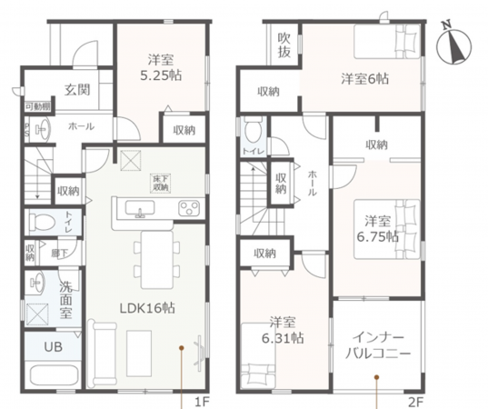 豊田市高上、新築一戸建ての間取り画像です
