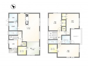 豊田市朝日町、新築一戸建ての間取り画像です