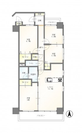 豊田市東梅坪町、マンションの間取り画像です