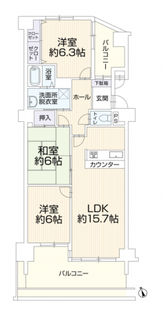 豊田市御幸本町、マンションの間取り画像です