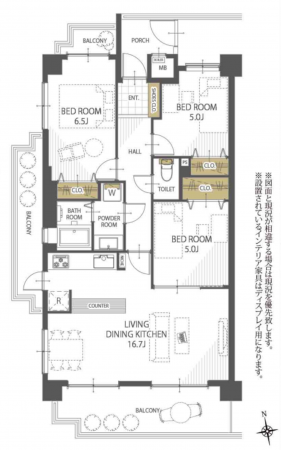 豊田市京町、マンションの間取り画像です