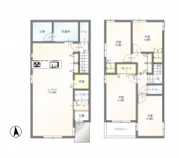 豊田市水源町、新築一戸建ての間取り画像です