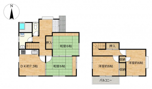 豊田市西中山町、中古一戸建ての間取り画像です
