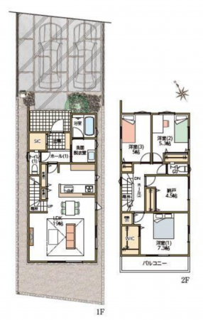 豊田市平戸橋町、新築一戸建ての間取り画像です