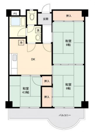 豊田市西町、マンションの間取り画像です