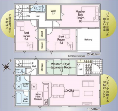 豊田市西中山町、新築一戸建ての間取り画像です