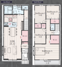 豊田市細谷町、新築一戸建ての間取り画像です