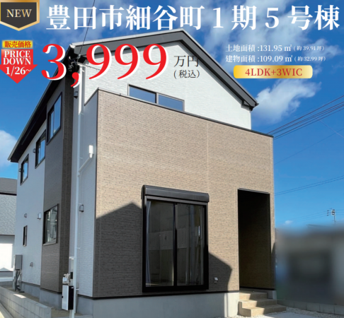 豊田市細谷町、新築一戸建ての画像です