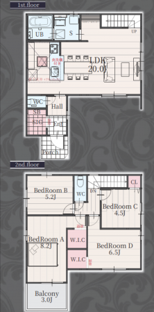 豊田市細谷町、新築一戸建ての間取り画像です
