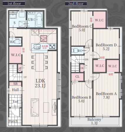 豊田市細谷町、新築一戸建ての間取り画像です