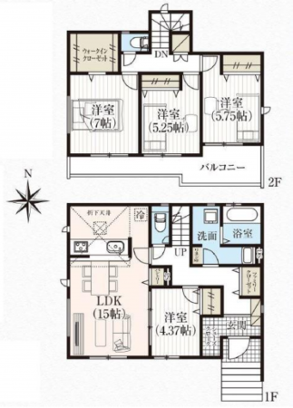 豊田市栄町、新築一戸建ての間取り画像です