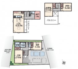 豊田市天王町、新築一戸建ての間取り画像です