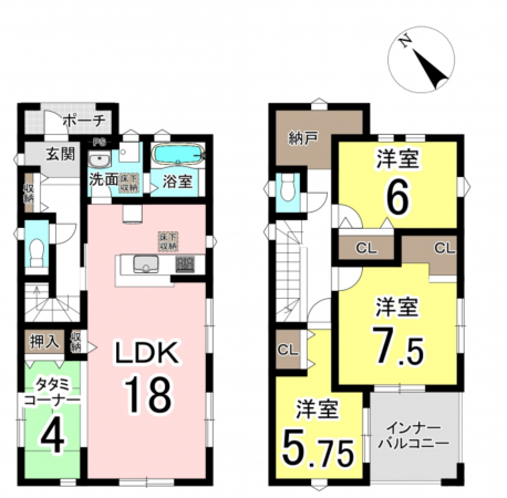 豊田市西中山町、新築一戸建ての間取り画像です