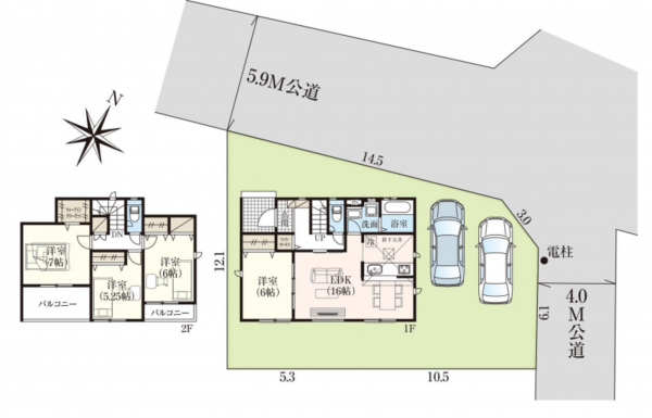 豊田市豊栄町、新築一戸建ての間取り画像です