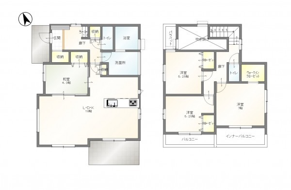 豊田市青木町、新築一戸建ての間取り画像です
