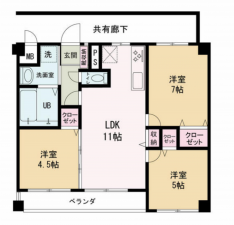 豊田市四郷町、マンションの間取り画像です