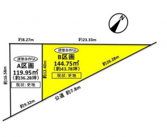 豊田市水源町、土地の間取り画像です