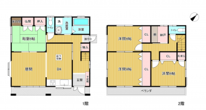 豊田市寿町、中古一戸建ての間取り画像です
