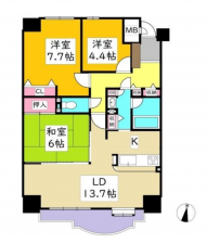 豊田市河合町、マンションの間取り画像です