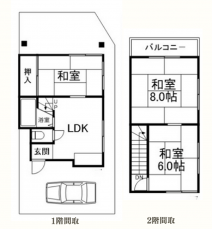 豊田市若林西町、中古一戸建ての間取り画像です
