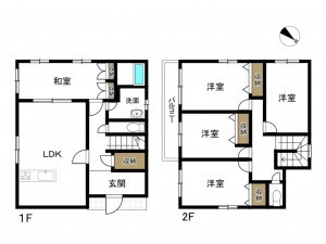 豊田市若林東町、中古一戸建ての間取り画像です
