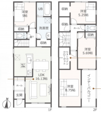 豊田市永覚新町、新築一戸建ての間取り画像です