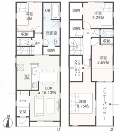 豊田市永覚新町、新築一戸建ての間取り画像です