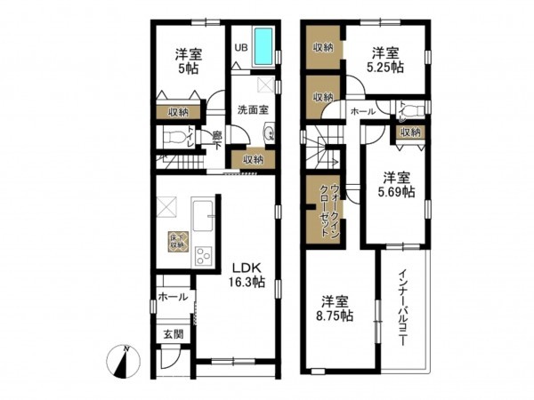 豊田市永覚新町、新築一戸建ての間取り画像です