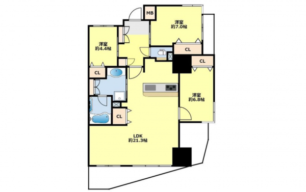 豊田市豊栄町、マンションの間取り画像です