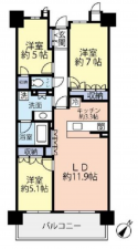豊田市永覚新町、マンションの間取り画像です