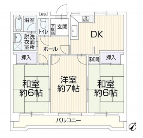 豊田市御幸本町、マンションの間取り画像です