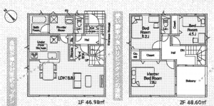 豊田市大林町、新築一戸建ての間取り画像です